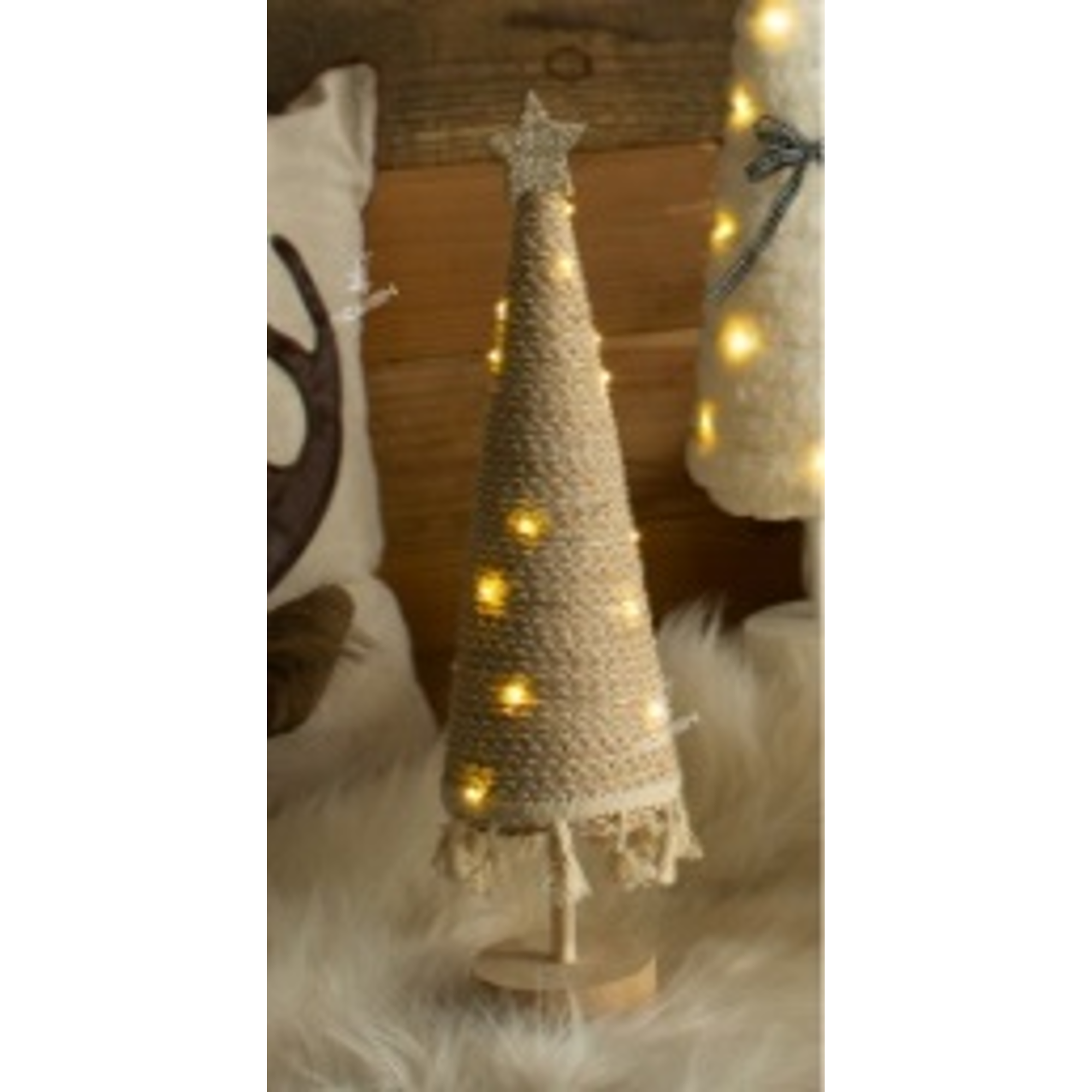 11*38cm fuzzy tree table decolight with 20 warm LED B/O(2AA - 120-0100139B