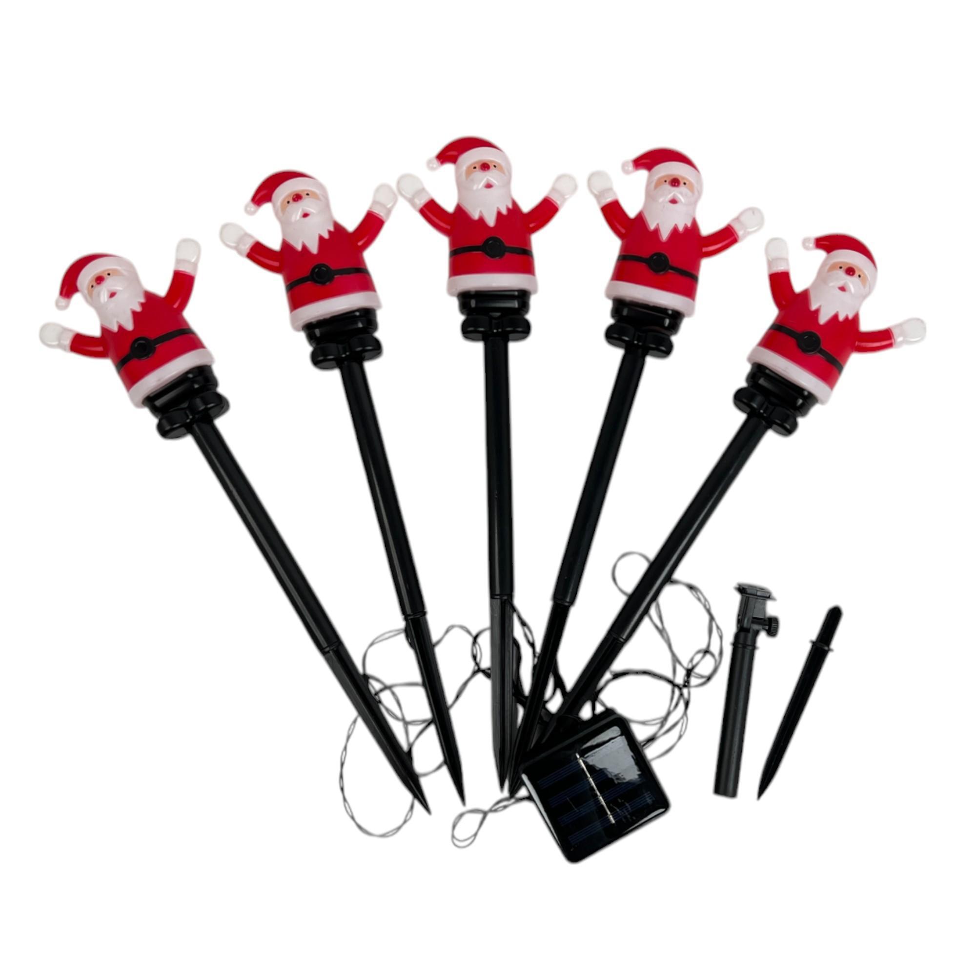 SET OF 5 SANTA CLAUS  FLOOR LIGHTS WITH WATERPROOF BATTERY C - 120-7500071B