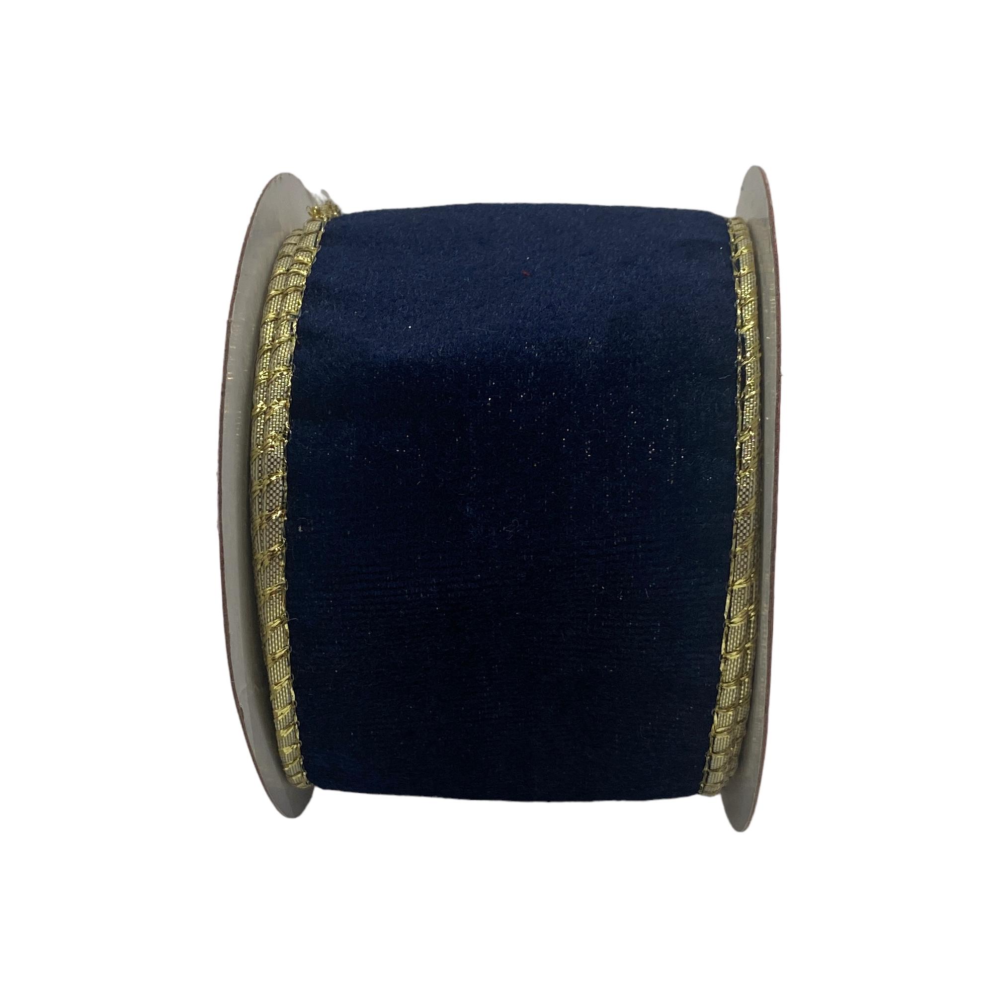 NAVY BLUE VELOUR RIBBONGOLD BACK - 130-3400395