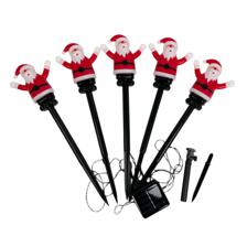 SET OF 5 SANTA CLAUS  FLOOR LIGHTS WITH WATERPROOF BATTERY C - 120-7500071B