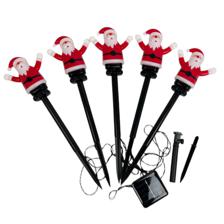 SET OF 5 SANTA CLAUS  FLOOR LIGHTS WITH WATERPROOF BATTERY C - 120-7500071B