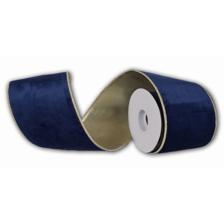 4"X 6 YD Navy velvet with platinum lame back platinum edge. - 130-350026