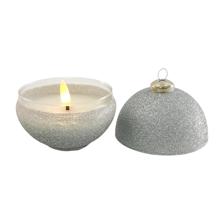 LED GLASS BALL  WITH WAXGLITTER SURFACEBULLET FLAME WARMWHIT - 200-9100551