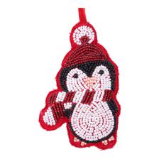 MULTI BEADED EMBROIDERED  PENGUINS ORNAMENT - 201-850024