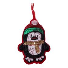 MULTI BEADED EMBROIDERED  PENGUINS ORNAMENT - 201-850025