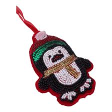 MULTI BEADED EMBROIDERED  PENGUINS ORNAMENT - 201-850025