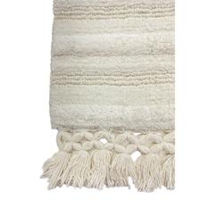 COTTTON STRIPE & DOTED EFFECTBATH RUG WITH KNITTED FRINGES - 427-6900015