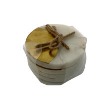 White marble and brass inlay coasters s/4 - 429-6800004