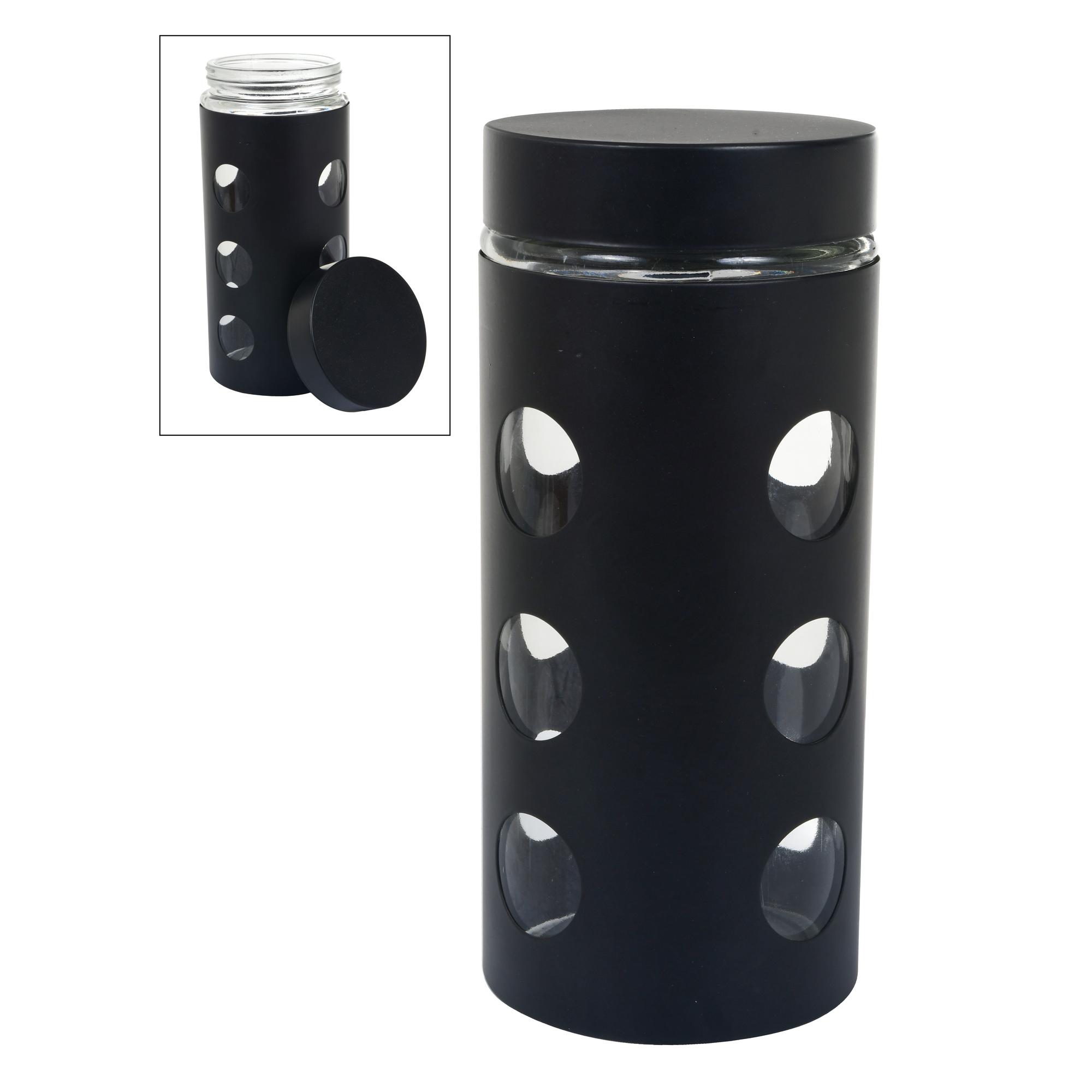 GLASS STORAGE JAR,BLACK COLOR - 412-080059