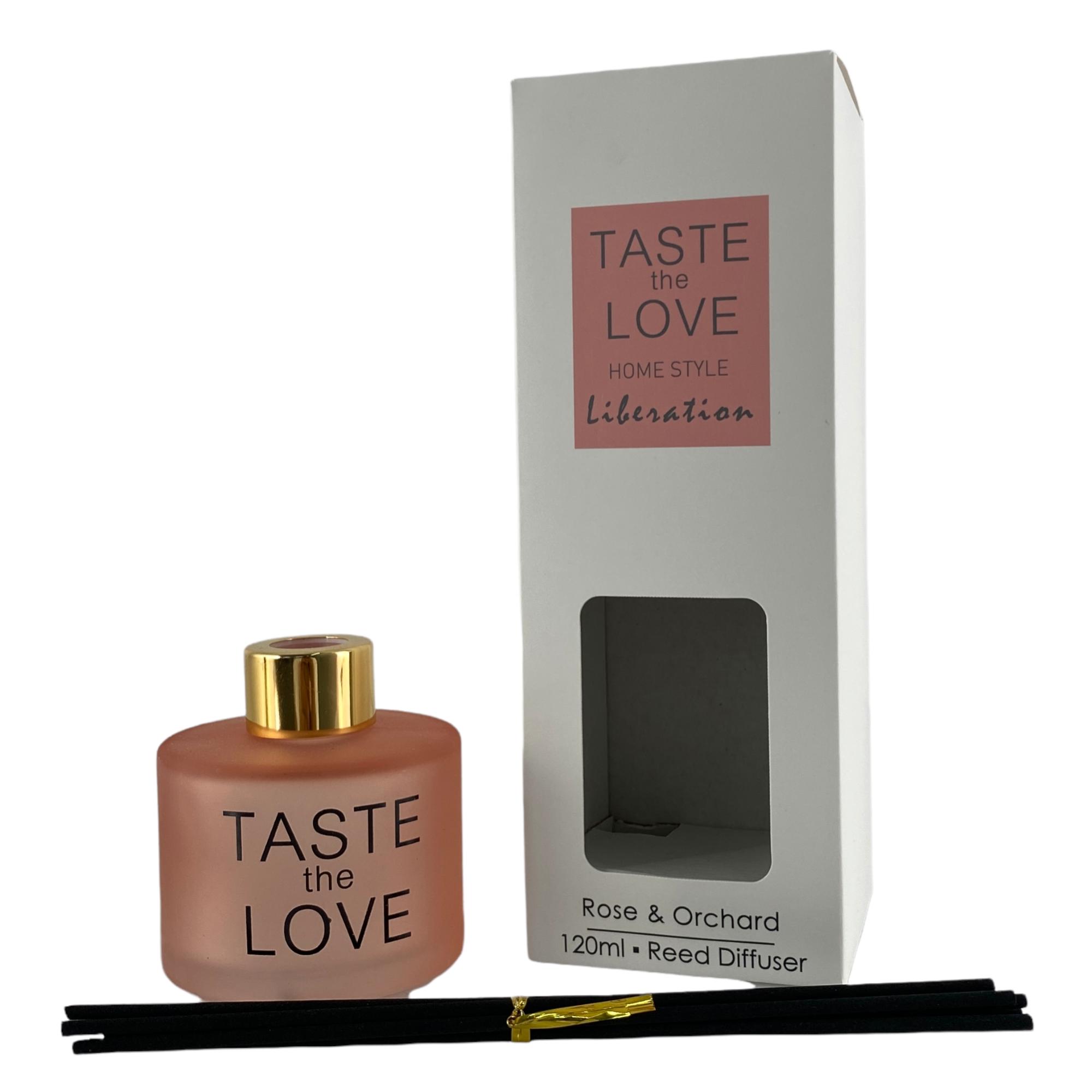 120ML Reed Diffuser Coral pinkglass with black words"TASTE - 415-652029