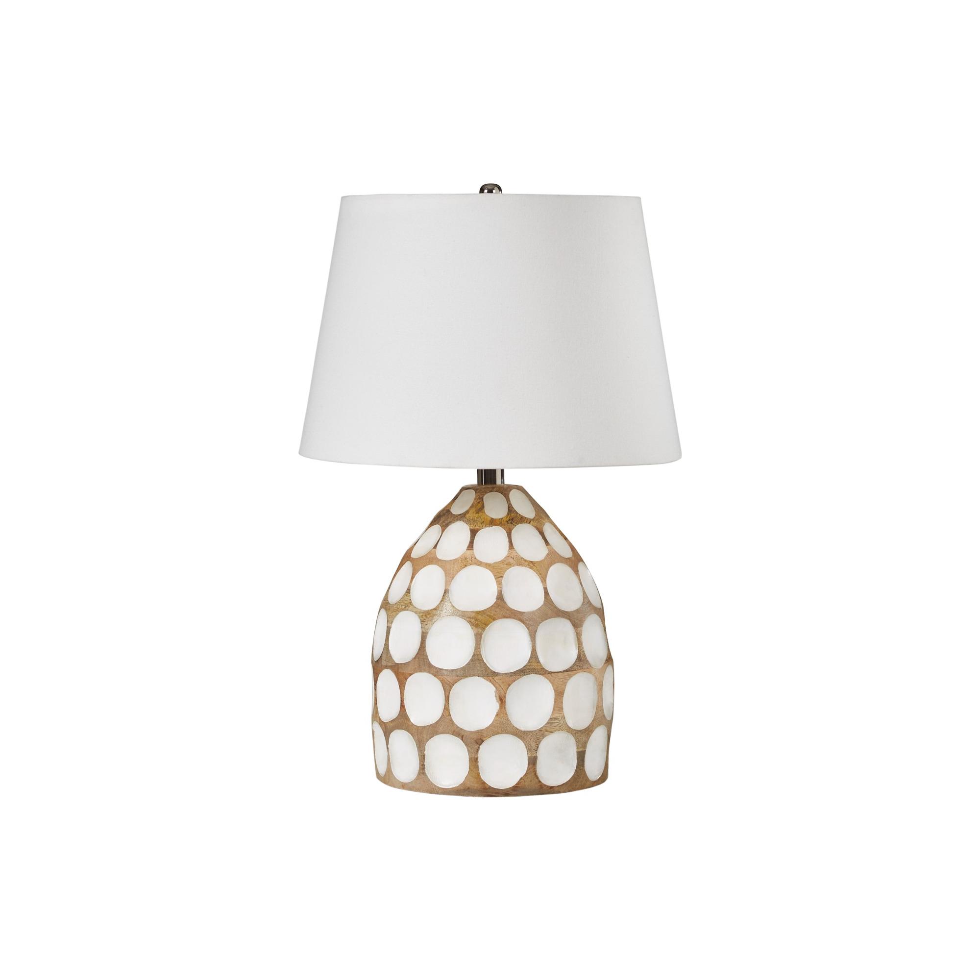 MANGO WOODEN LAMP WITH FABRICSHADE - 429-66000019