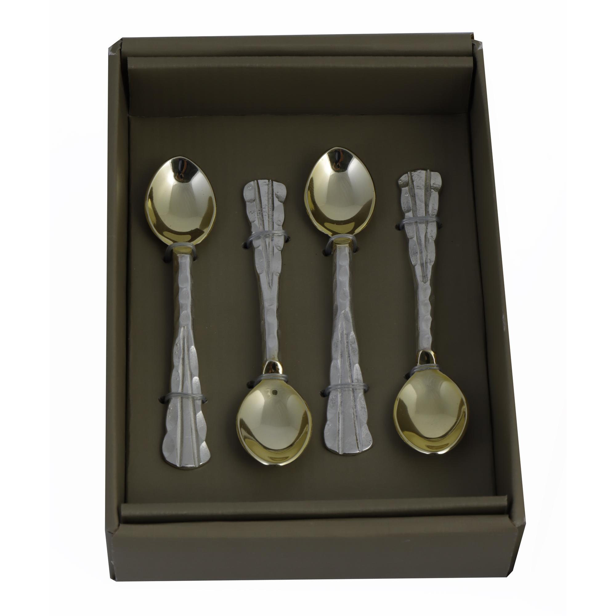 S/4 C-TAIL SPOONS SET GOLD/SILVER FINISH - 429-66000061