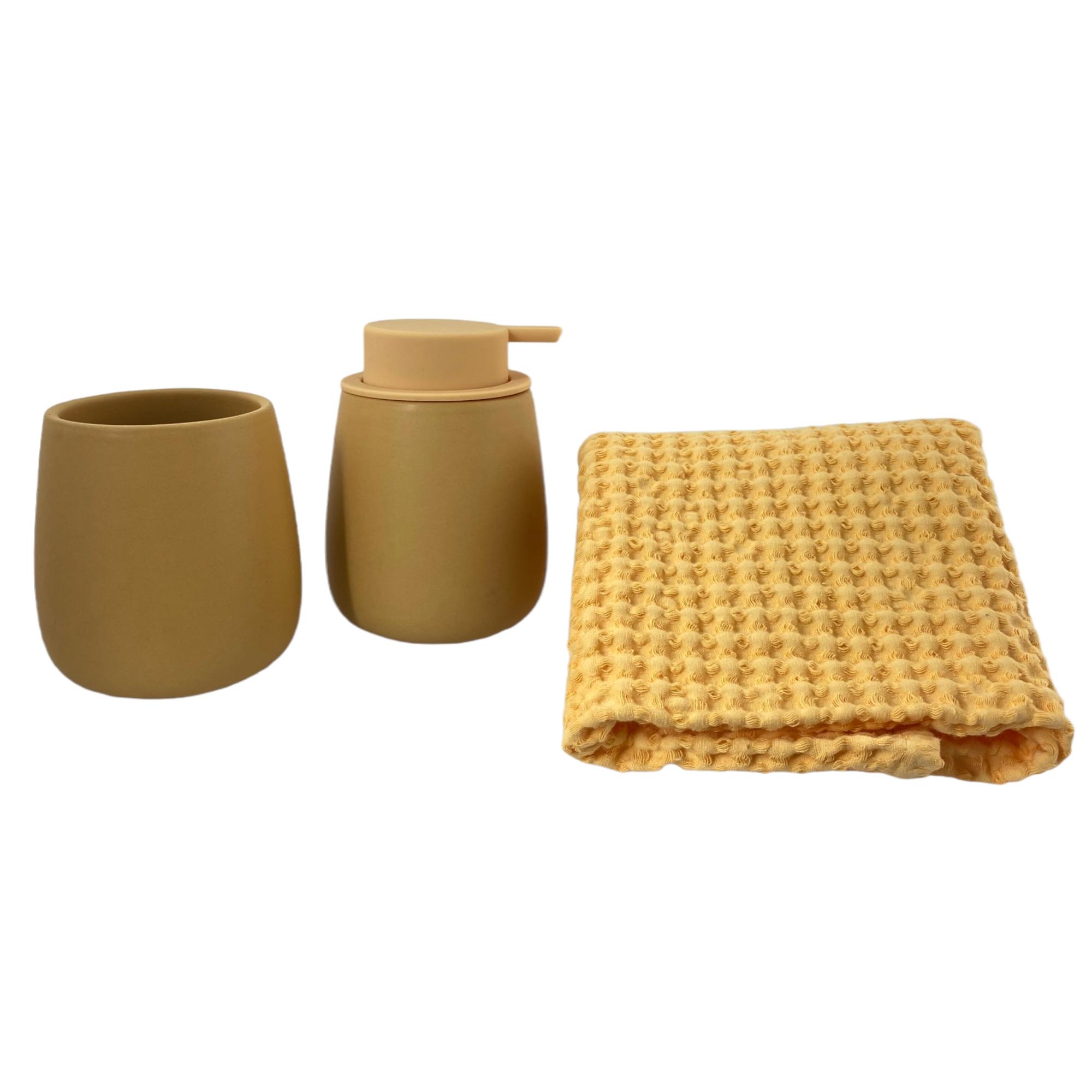 SET OF 3 BATH SET INCLUDING 1XWAFFLE HAND TOWEL 16X28"1X LO - 457-280039