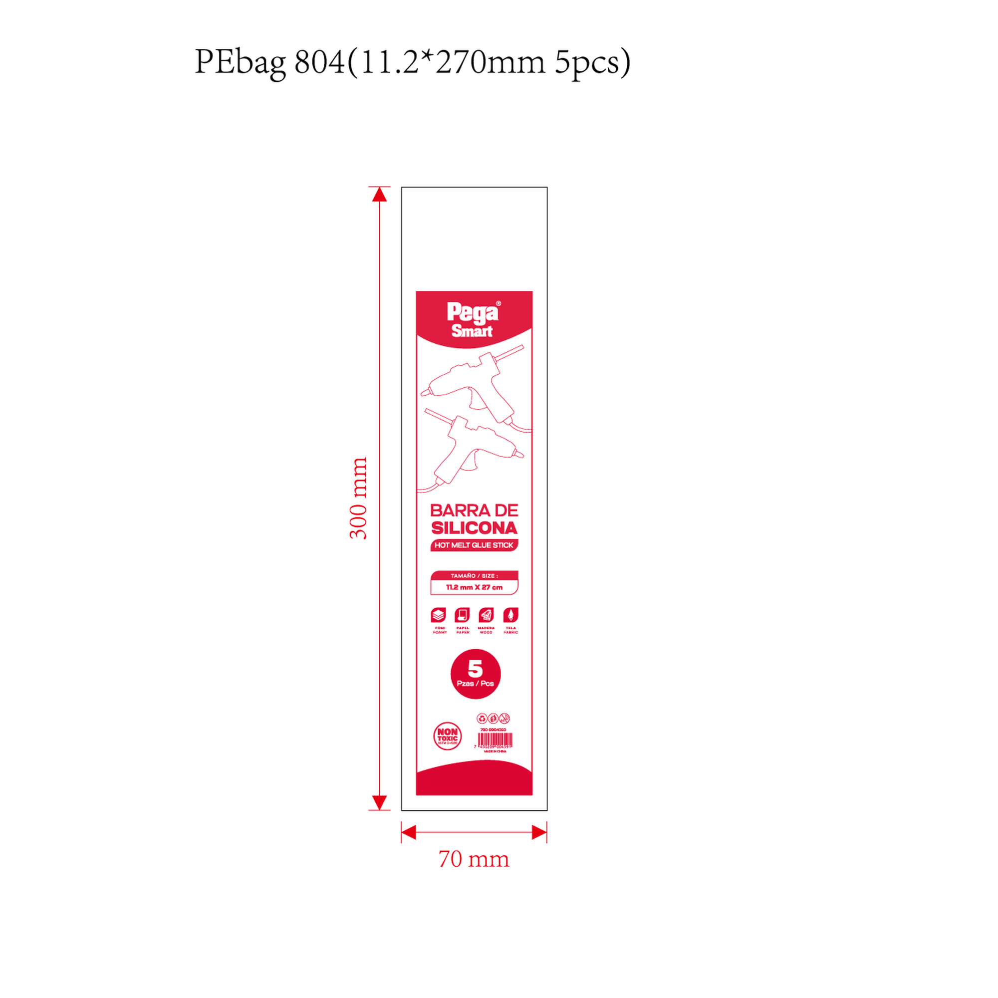 SILICONA EN BARRA 5PZA 7.4mm*27cm - 780-8964050